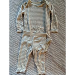 Hart + Land Blush Striped Bamboo Bodysuit and Pants 3-6m